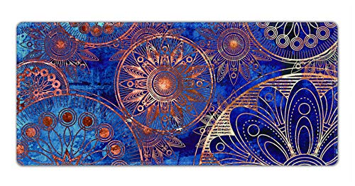 Erweiterte Gaming-Mauspadmatte Große Schreibtischmatte Rutschfeste Gummibasis Computer Laptop-Tastatur Mausmatte Genähte Kanten, 35,1 x 15,75 in XXL wasserdichtes Mousepad für Arbeitsspiel, Mandala von ToLuLu