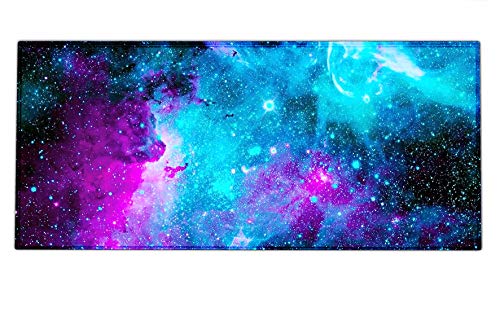 Erweitertes Gaming Mauspad, große Schreibtischunterlage, Anti Rutsch für Computer, Desktop, Laptop, Tastatur, Mauspad mit genähten Kanten, 90 x 40cm XXL Mousepad für Arbeit und Spiel Nebula Galaxy von ToLuLu