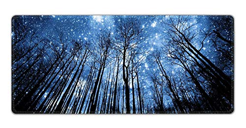 Extended Gaming Mauspadmatte Große Schreibtischmatte rutschfeste Gummibasis Computer Desktop Laptop Tastatur Mausmatte Genähte Kanten, 35,1 x 15,75 Zoll XXL Mousepad für Arbeitsspiel, Galaxien Wald von ToLuLu