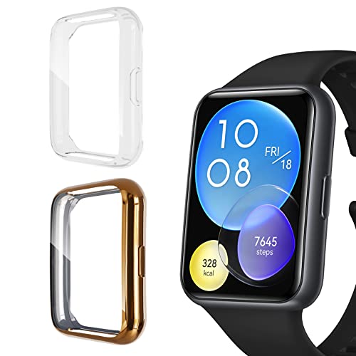 ToVioc [2 Stück Hülle mit Schutzfolie Kompatibel mit Huawei Watch Fit 2, Anti-Kratzfest, Vollschutz Shell, Flexible TPU Schutzhülle für Watch Fit 2 - Roségold & Transparent ToVioc [2 Stück Hülle mit Schutzfolie Kompatibel mit Huawei Watch Fit 2, Anti-Kratzfest, Vollschutz Shell, Flexible TPU Schutzhülle für Watch Fit 2 - Roségold & Transparent von ToVioc