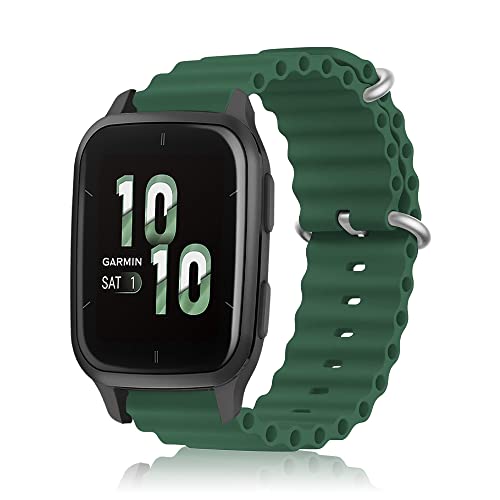 ToVioc 20mm Silikon Armband Kompatibel mit Garmin vivoactive 5 / vívomove Trend/Venu Sq 2 Music, Atmungsaktiv, Weich, Sportlich Ersatzarmband für Garmin Venu 2 Plus/Move Sport - Grün von ToVioc