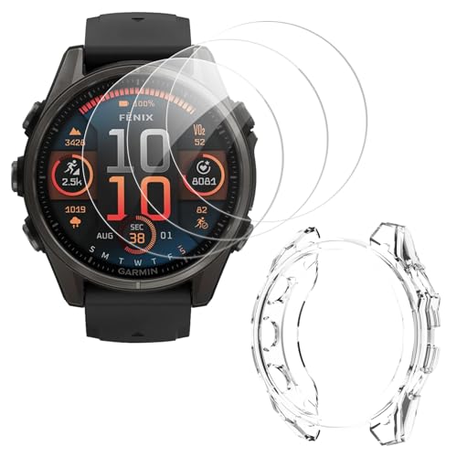 ToVioc [3+1 Stück Hülle Schutzfolie Kompatibel mit Garmin Fenix 8 43mm, Anti-Kratzfest, HD-Uhren Film, Flexible TPU Schutzhülle mit Garmin Fenix 8 43mm - Transparent ToVioc [3+1 Stück Hülle Schutzfolie Kompatibel mit Garmin Fenix 8 43mm, Anti-Kratzfest, HD-Uhren Film, Flexible TPU Schutzhülle mit Garmin Fenix 8 43mm - Transparent von ToVioc