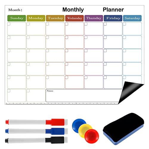 Magnetischer Wochenplaner für Kühlschrank mit 3 Markern und Radiergummi 42cm × 30cm Monatsplaner Abwischbar Wiederverwendbarer Magnetischer Kalender für Notizen Einkaufslisten To Do Listen von Toaboa