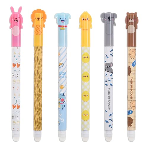 Set mit 6 Gelstifte Radierbar, Tierstifte Niedlich mit Schwarze Wärmeempfindlicher Tinte, Erasable Pen 0,5mm Minendurchmesser, Radierbare Gelstifte Stifte für Studenten Schule Büro Set mit 6 Gelstifte Radierbar, Tierstifte Niedlich mit Schwarze Wärmeempfindlicher Tinte, Erasable Pen 0,5mm Minendurchmesser, Radierbare Gelstifte Stifte für Studenten Schule Büro von Toaluea