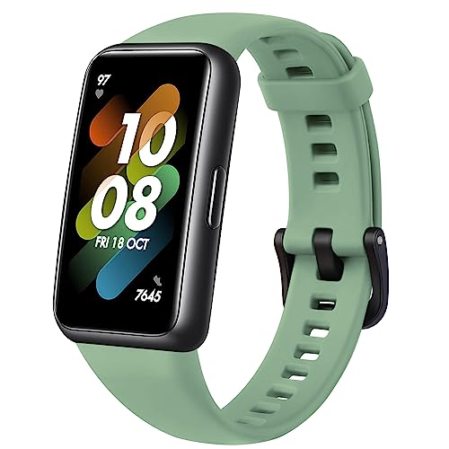 Tobfit Armband für Huawei Band 7 Armband Damen Herren,Silikon Ersatzarmbänder Uhrenarmband für Huawei Band 7 NFC(Grün) von Tobfit