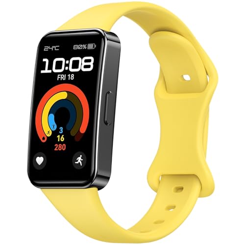 Tobfit Armband für Huawei Band 8 / Band 9,Silikon Ersatzarmbänder Uhrenarmband für Huawei Band 9 / Band 8(Gelb) von Tobfit