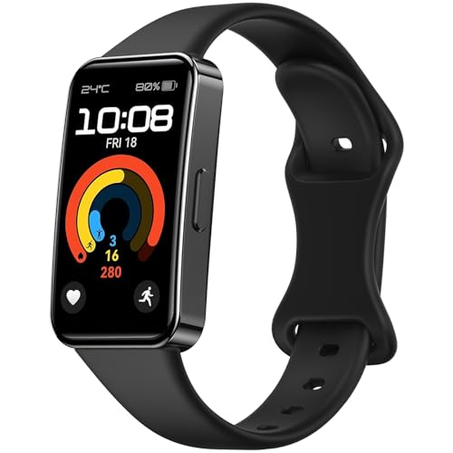 Tobfit Armband für Huawei Band 8 / Band 9,Silikon Ersatzarmbänder Uhrenarmband für Huawei Band 9 / Band 8(Schwarz) von Tobfit