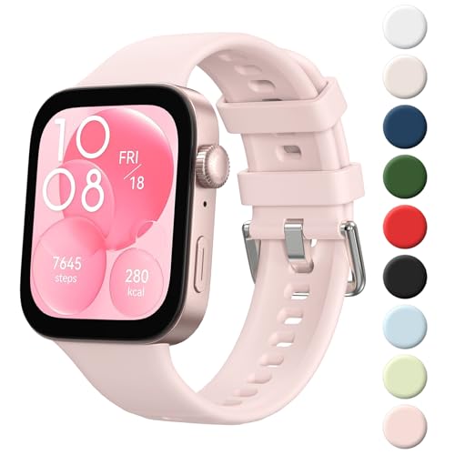 Tobfit Armband für Huawei Watch Fit 3 Armband Damen Herren,Silikon Ersatzarmbänder Uhrenarmband für Huawei Watch Fit 3(Rosa) von Tobfit