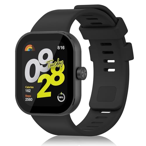 Tobfit Armband für Xiaomi Redmi Watch 4 / Xiaomi Mi Band 8 Pro Damen Herren,Silikon Ersatzarmbänder Uhrenarmband für Redmi Watch 4/XXiaomi Mi Band 8 Pro(Schwarz) von Tobfit