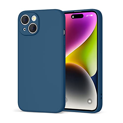 Tobfit Hülle für iPhone 14 Hülle,Silikon Ganzkörper Handyhülle mit Seidig-Weicher Berühren Schützende Handyhülle Stoßfeste Hülle Standard mit Mikrofaser Futter für iPhone 14 (Blau) von Tobfit