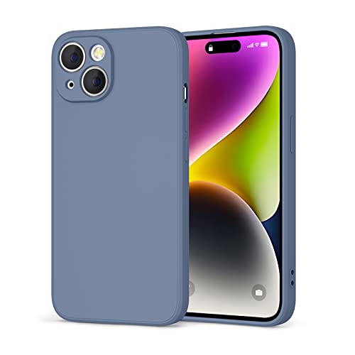Tobfit Hülle für iPhone 14 Hülle,Silikon Ganzkörper Handyhülle mit Seidig-Weicher Berühren Schützende Handyhülle Stoßfeste Hülle Standard mit Mikrofaser Futter für iPhone 14 (Blaugrau) von Tobfit