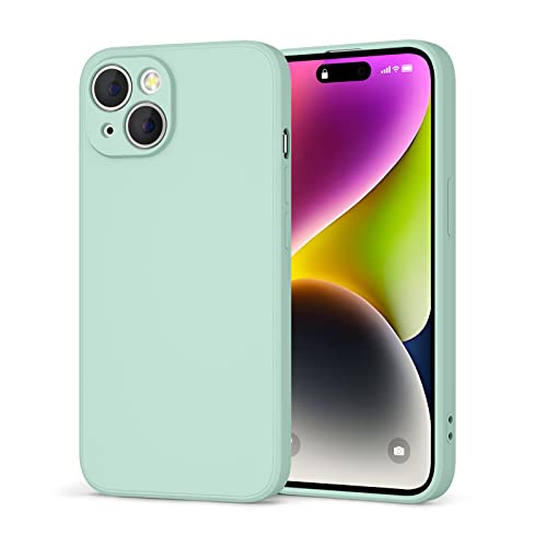Tobfit Hülle für iPhone 14 Hülle,Silikon Ganzkörper Handyhülle mit Seidig-Weicher Berühren Schützende Handyhülle Stoßfeste Hülle Standard mit Mikrofaser Futter für iPhone 14 (Hellgrün) von Tobfit