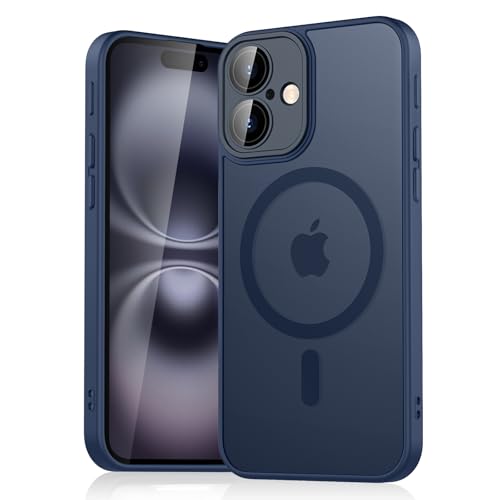 Tobfit Hülle für iPhone 16 Hülle für Magsafe, Matt Robuste Stoßfeste Kratzfest Magnetisch Handyhülle für iPhone 16 Case(Blau) von Tobfit