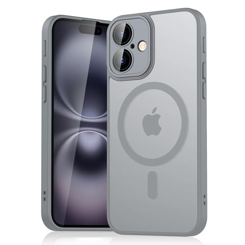 Tobfit Hülle für iPhone 16 Hülle für Magsafe, Matt Robuste Stoßfeste Kratzfest Magnetisch Handyhülle für iPhone 16 Case(Grau) von Tobfit