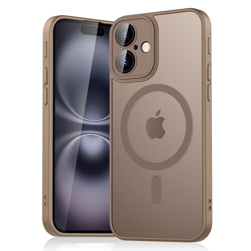 Tobfit Hülle für iPhone 16 Hülle für Magsafe, Matt Robuste Stoßfeste Kratzfest Magnetisch Handyhülle für iPhone 16 Case(Milchtee) von Tobfit