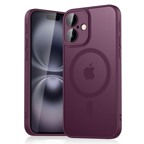 Tobfit Hülle für iPhone 16 Hülle für Magsafe, Matt Robuste Stoßfeste Kratzfest Magnetisch Handyhülle für iPhone 16 Case(Rot) von Tobfit