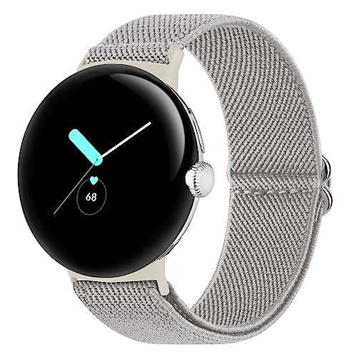 Tobfit Nur für Google Pixel Watch Armband/Google Pixel Watch 2 Armband für Herren Damen, Verstellbares Dehnbares Nylon Ersatzarmband Kompatibel mit Google Pixel Watch 2 / Pixel Watch(Grau) von Tobfit