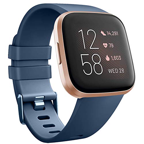 Tobfit Sportbänder, kompatibel mit Fitbit Versa, weiches TPU-Armband, Zubehör für Damen und Herren, Blau, Größe S Tobfit Sportbänder, kompatibel mit Fitbit Versa, weiches TPU-Armband, Zubehör für Damen und Herren, Blau, Größe S von Tobfit