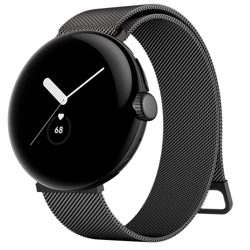 Tobfit für Google Pixel Watch Armband Google Pixel Watch 2 Armband für Herren Damen, Edelstahl Magnetisches Mesh Metall Ersatzbänder Kompatibel mit Google Pixel Watch 2/Watch 1(Schwarz) von Tobfit