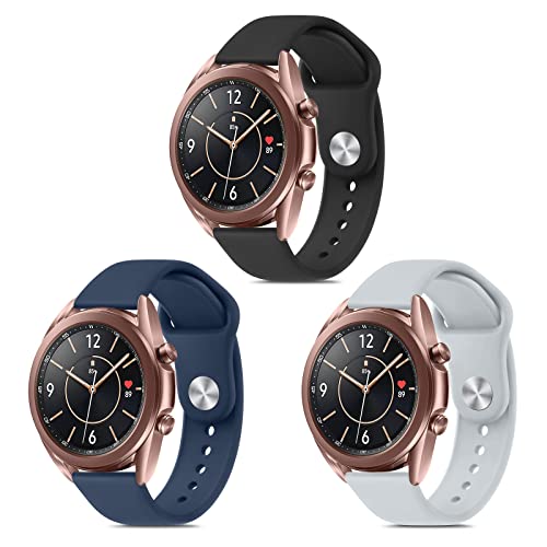 Tobfit für Samsung Galaxy Watch 3 41mm Armband Damen Herren, 20mm Sport Silicone Ersatzarmband für Samsung Galaxy Watch 3 41mm (Einheitsgröße, 02 Schwarz/Grau/Navy blau) von Tobfit