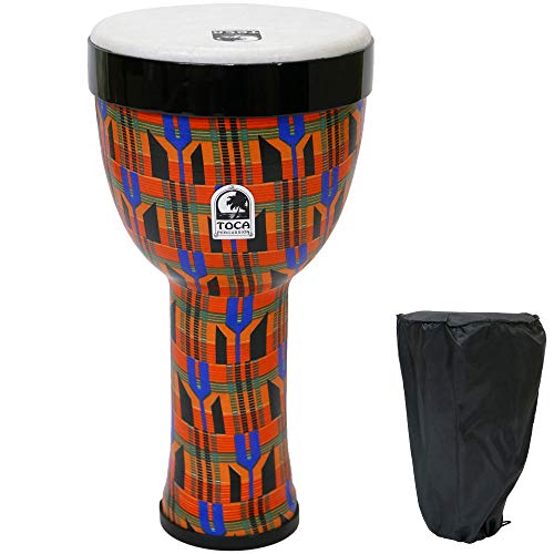 TOCA Nesting Drums Freestyle II (Wetterfeste PVC-Trommeln, für Indoor & Outdoor, platzsparend, leichtgewichtig, für musikalische Bildung & Therapie, Durchmesser: 8"), Kente Cloth von Toca