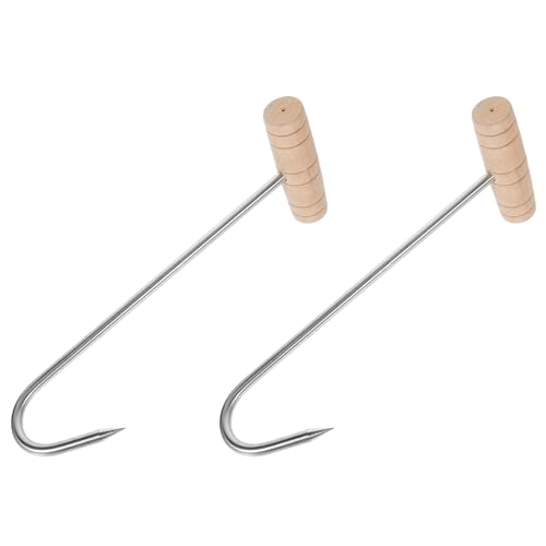 Toddmomy 2 Stück Heuhaken holzstiel turt grill halter grilll schweinefleisch Fleischverarbeitungshaken Fleischhaken zum Aufhängen Drehhaken für Lebensmittel t Griff Haken Aluminiumlegierung von Toddmomy