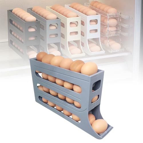 4 Tier Tilted Design Egg Storage Rack, Upgrade Eierhalter für 30 Eier, Eierbehälter für Kühlschrank, Stapelbarer Eier-Organizer, Eier Frische Aufbewahrungsbox für Kühlschrank (Durchsichtig) von Toerjii