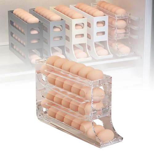 4 Tier Tilted Design Egg Storage Rack, Upgrade Eierhalter für 30 Eier, Eierbehälter für Kühlschrank, Stapelbarer Eier-Organizer, Eier Frische Aufbewahrungsbox für Kühlschrank (Grau) von Toerjii