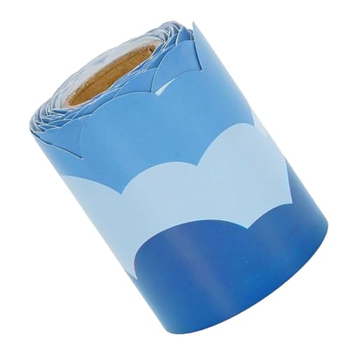 Tofficu 1 Rolle Wolkenrandaufkleber Tafelgrenzstreifen Wandrandleisten Schulausstattungsstreifen Randbesatzstreifen Randverkleidung Gerollt Blue Aufkleber Aus Beschichtetem Papier von Tofficu