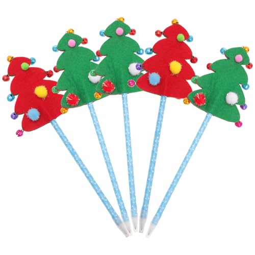 Tofficu 1 Satz Weihnachtskugelschreiber Baum Schreibwaren Schulbedarf Schreibstift Weihnachtsgeschenk Weihnachtsstifte Cartoon-kugelschreiber Stifte Green Vlies 5 Stück von Tofficu