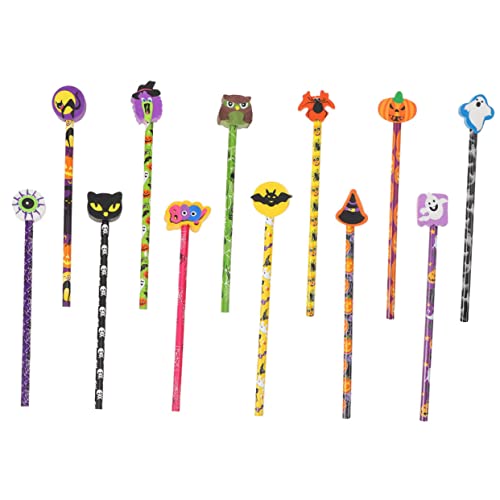 Tofficu 12st Halloween-bleistift Kinder Studenten Bleistifte Kinderstudenten Stifte Buntstifte Üben Schulbleistift Kind Bleistift Künstler Bleistift Holzstange Radiergummi Schulmaterial von Tofficu