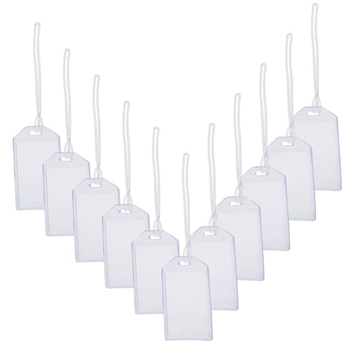 Tofficu 16 Stück Kofferanhänger ausweis bankkarte Schlüsselanhänger kartenhalter Namenskarte Lanyard Gepäckanhänger für Blau Schild Inhaber Namensbadehalter Abzeichenhalter PVC Transparent von Tofficu