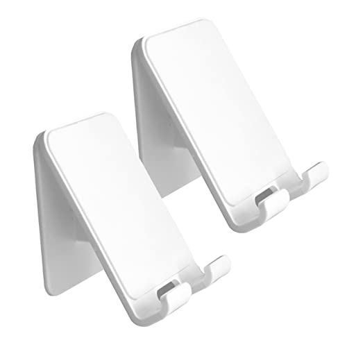 Tofficu 2 Stück handyhalter Wall -Telefonhalter Standhalter Stehen für Gestell rutschfeste Telefonständer Storage Shelves abstellständer cadfi Handyständer Tischtelefonständer Plastik Weiß von Tofficu
