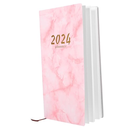Tofficu 2024 Notizbuch büroartikel the calender noteboon notitzzettelblock Notizblock Tagesplaner monatlich Memoboard kalender Business Planning Notebook Englischer Ausgabeplaner Pu Rosa von Tofficu
