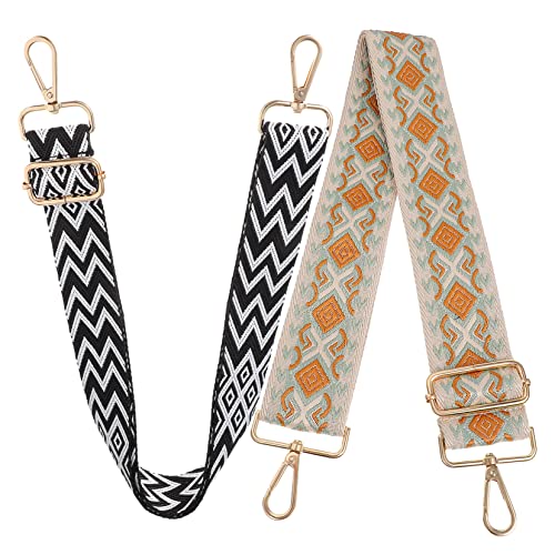 Tofficu 2Stücke Breiter Schultergurt für Taschen Verstellbare DIY Umhängetasche Riemen aus Taschenaccessoire mit Goldkarabiner von Tofficu