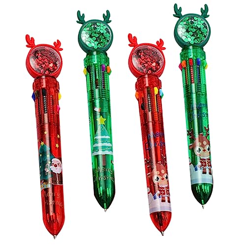 Tofficu 4 Stück Weihnachtskugelschreiber weihnachten kugelschreiber weihnachtsbriefpapier Kugelschreiber schreiben Textmarker Stifte im weihnachtlichen Design kreative Stifte PVC von Tofficu