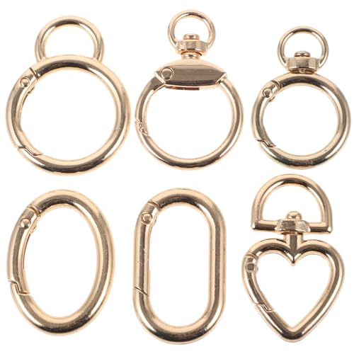 Tofficu 6Stücke Federringe Aus Schnapp Clip Karabinerhaken Für Schlüsselanhänger Taschenverschluss Runde Schnallen Verschiedenen Formen Gourd Herz Ring Eierform von Tofficu