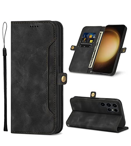 Togestar Geldbörse Handyhülle für Samsung Galaxy S23 Ultra Lederhülle, PU Leder Klappbar Hülle Klapphülle Kartenfach Flip Cover Stoßfest Schutzhülle Tasche Handytasche für Galaxy S23 Ultra 5G, Schwarz von Togestar