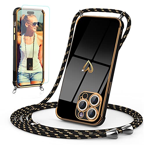 Togestar Handykette Hülle für iPhone 11 Pro Max Handyhülle mit Band und Schutzfolie, Kameraschutz Herz Love Design 360 Grad Stoßfeste Schutzhülle Silikon TPU mit Kordel zum Umhängen, Schwarz Togestar Handykette Hülle für iPhone 11 Pro Max Handyhülle mit Band und Schutzfolie, Kameraschutz Herz Love Design 360 Grad Stoßfeste Schutzhülle Silikon TPU mit Kordel zum Umhängen, Schwarz von Togestar