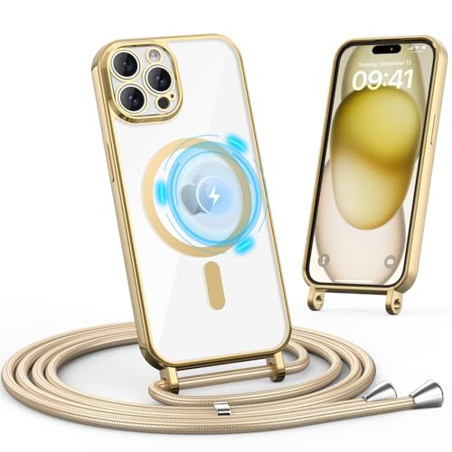 Togestar Handykette Hülle für iPhone 13 Pro Max Handyhülle mit Band, Magnetische Necklace Schnur Schutzhülle Kameraschutz Herz Stoßfeste Schutzhülle Silikon Kordel zum Umhängen, Gold Togestar Handykette Hülle für iPhone 13 Pro Max Handyhülle mit Band, Magnetische Necklace Schnur Schutzhülle Kameraschutz Herz Stoßfeste Schutzhülle Silikon Kordel zum Umhängen, Gold von Togestar