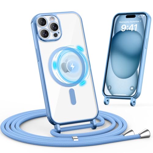 Togestar Handykette Hülle für iPhone 14 Pro Max Handyhülle mit Band, Magnetische Necklace Schnur Schutzhülle Kameraschutz Herz Stoßfeste Schutzhülle Silikon Kordel zum Umhängen, Blau Togestar Handykette Hülle für iPhone 14 Pro Max Handyhülle mit Band, Magnetische Necklace Schnur Schutzhülle Kameraschutz Herz Stoßfeste Schutzhülle Silikon Kordel zum Umhängen, Blau von Togestar