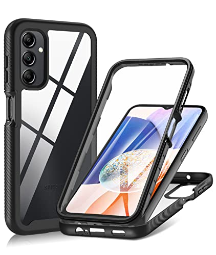 Togestar Hülle für Samsung Galaxy A05S mit Integriertem Displayschutz, Stoßfest Handyhülle 360 Grad vollschutz PC Zurück Weich TPU Stoßstange Rugged Schutzhülle Cover, Schwarz von Togestar