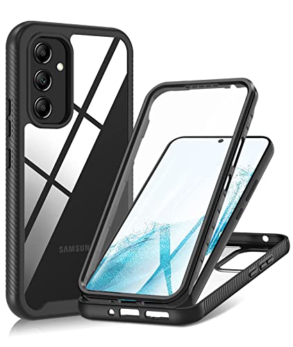 Togestar Hülle für Samsung Galaxy A54 mit Integriertem Displayschutz, Stoßfest Handyhülle 360 Grad vollschutz PC Zurück Weich TPU Stoßstange Rugged Schutzhülle Cover, Schwarz von Togestar