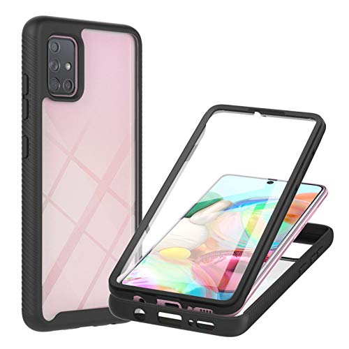 Togestar Hülle für Samsung Galaxy A71 mit Integriertem Displayschutz, Stoßfest Handyhülle 360 Grad vollschutz PC Zurück Weich TPU Stoßstange Rugged Schutzhülle Cover, Schwarz von Togestar