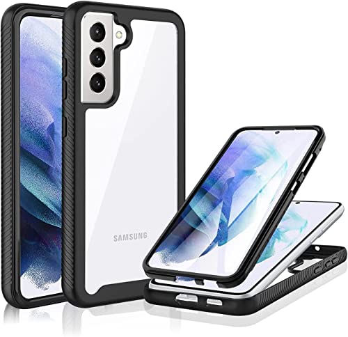 Togestar Hülle für Samsung Galaxy S21 FE mit Integriertem Displayschutz, Stoßfest Handyhülle 360 Grad vollschutz PC Zurück Weich TPU Stoßstange Rugged Schutzhülle Cover, Schwarz von Togestar