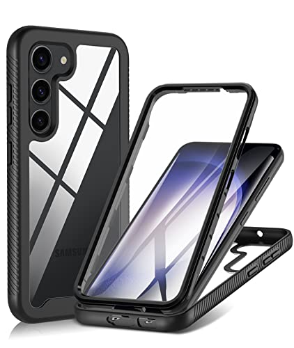 Togestar Hülle für Samsung Galaxy S23 Plus mit Integriertem Displayschutz, Stoßfest Handyhülle 360 Grad vollschutz PC Zurück Weich TPU Stoßstange Rugged Schutzhülle Cover, Schwarz von Togestar