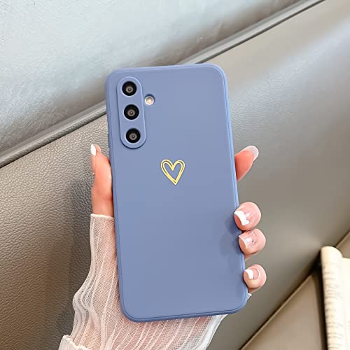 Togestar Kompatibel mit Samsung Galaxy A34 5G Silikon Hülle, Gold Herz Muster Mädchen Handyhülle Kameraschutz Kratzfest Stoßfest Schutzhülle Dünn Bumper Phone Case für Galaxy A34 5G, Blau von Togestar