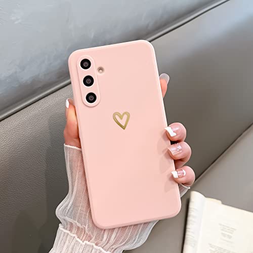 Togestar Kompatibel mit Samsung Galaxy A34 5G Silikon Hülle, Gold Herz Muster Mädchen Handyhülle Kameraschutz Kratzfest Stoßfest Schutzhülle Dünn Bumper Phone Case für Galaxy A34 5G, Rosa von Togestar