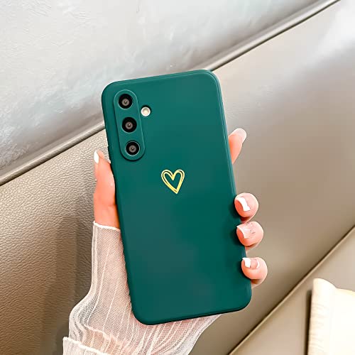 Togestar Kompatibel mit Samsung Galaxy A54 5G Silikon Hülle, Gold Herz Muster Mädchen Handyhülle Kameraschutz Kratzfest Stoßfest Schutzhülle Dünn Bumper Phone Case für Galaxy A54 5G, Grün von Togestar