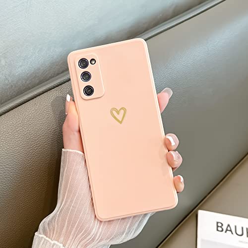 Togestar Kompatibel mit Samsung Galaxy S20 FE Silikon Hülle, Gold Herz Muster Mädchen Handyhülle Kameraschutz Kratzfest Stoßfest Schutzhülle Dünn Bumper Phone Case für Galaxy S20 FE, Rosa von Togestar